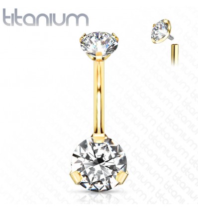 Navlepiercing i titan med stor stein