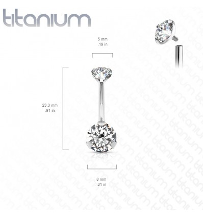 Navlepiercing i titan med stor stein