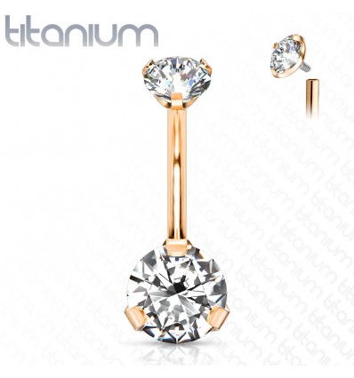 Navlepiercing i titan med stor stein