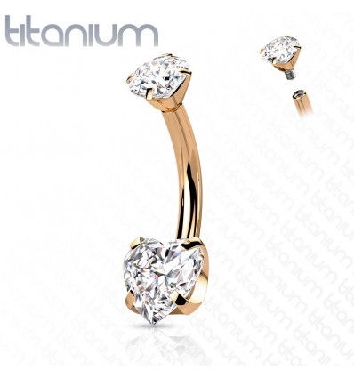 Navlepiercing i Titanium med Hjerte Sten