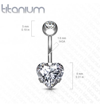 Navlepiercing i Titanium med Hjerte