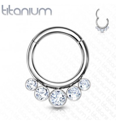 Clicker Ring I Titanium med 5 Sten