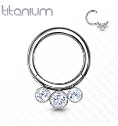 Clicker Ring i Titanium med 3 Sten