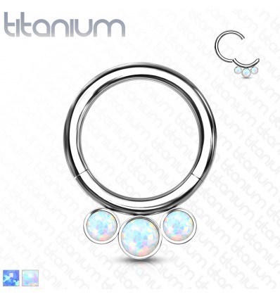 Clicker Ring i Titanium med 3 Opalite Sten