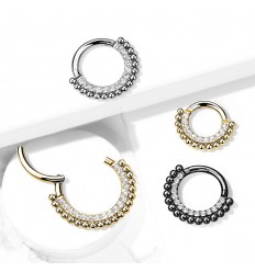 Clicker Ring med Sten og Små Kugler