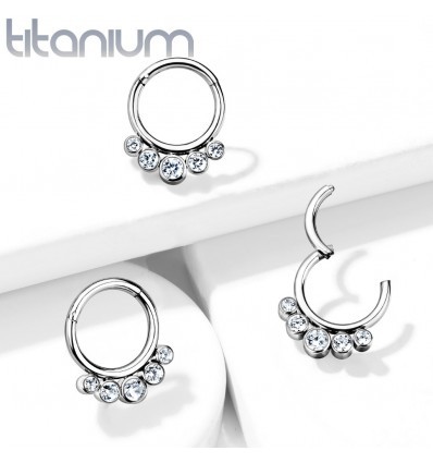 Clicker Ring I Titanium med 5 Sten
