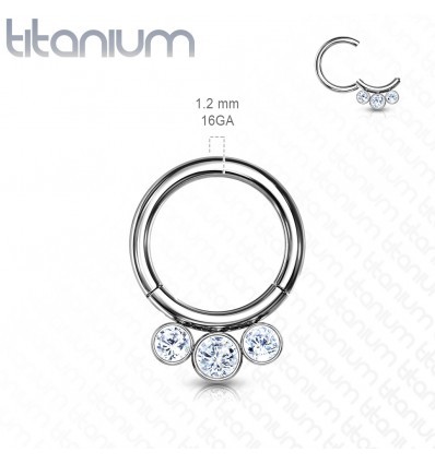 Clicker Ring i Titanium med 3 Sten