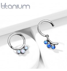 Clicker Ring i Titanium med 3 Opalite Sten