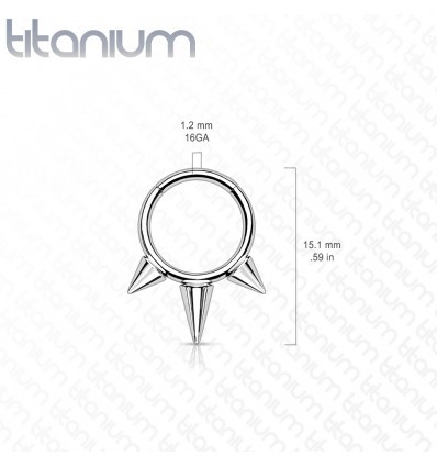 Clicker Ring i Titanium med 3 Spikes