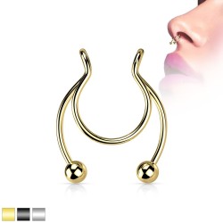 Fake Septum Piercing med Kugler - Kirurgisk stål Sort | Piercingfabrikken.dk