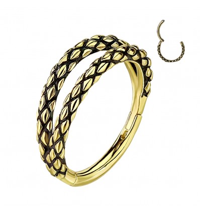 Dobbelt Clicker Ring med Slange Skind Design