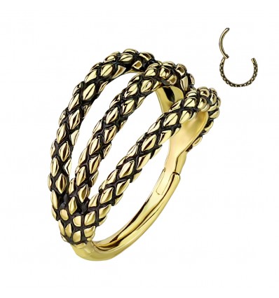 Tripel Clicker Ring med Slange Skind Design