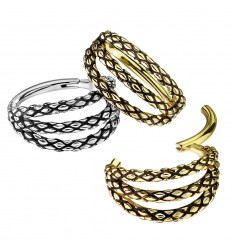 Tripel Clicker Ring med Slange Skind Design