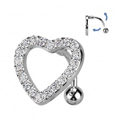 Omvänd navelpiercing med Clear Crystal Heart