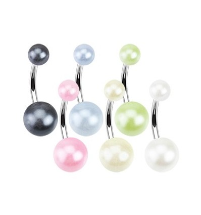 Navlepiercing med Perlefarvede Kugler