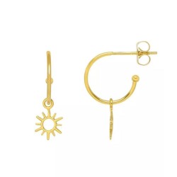Runde øreringe med sol - 1,2 mm ( Standard ) 12 mm Guld Kirurgisk stål | Piercingfabrikken.dk