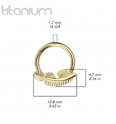 Clicker Ring med Fjer i Titanium