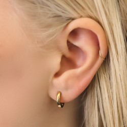 Runde Øreringe - 8 mm Kirurgisk stål Smal Kant Sort | Piercingfabrikken.dk