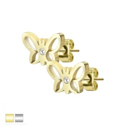 Øreringe med Sommerfugl - 0,8 mm Guld Kirurgisk stål Klar | Piercingfabrikken.dk