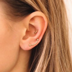 Earcrawler med to kugler - 18 mm 8 mm Guld Kirurgisk stål | Piercingfabrikken.dk