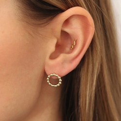 Runde Øreringe med Små Kugler - 0,8 mm Kirurgisk stål Sort | Piercingfabrikken.dk