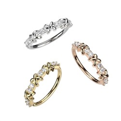 Piercing Ring Mønster og Sten - Guld - Daith Piercing - Kirurgisk stål 316L - Ørepiercing Smykker | Piercingfabrikken.dk