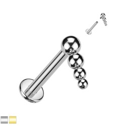 Labret i Titanium med 4 Kugler - 1,2 mm 8 mm Guld Titanium | Piercingfabrikken.dk