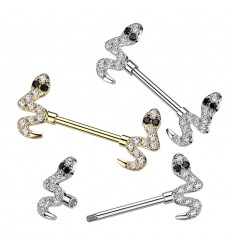 Brystpiercing med Crystal Snake