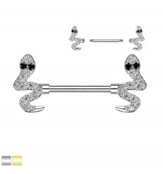 Brystpiercing med Krystal Slange