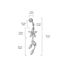 Navlepiercing med Marquise Blomster