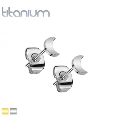 Øreringe i Titanium med Halvmåne