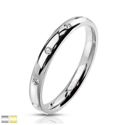 Ring med 10 Klare Sten - Guld Kirurgisk stål Str. 57 mm | Piercingfabrikken.dk