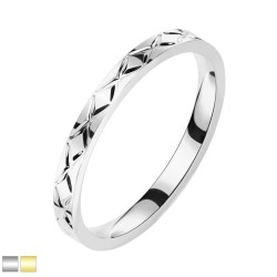 Ring med Criss Cross Mønster - Kirurgisk stål Sølv Str. 49 mm | Piercingfabrikken.dk