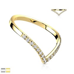 Ring med Krystal Trekant - Guld Kirurgisk stål Klar Str. 59,5 mm | Piercingfabrikken.dk