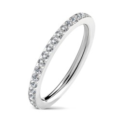 Sølv Ring med Små Runde Sten - Kirurgisk stål Klar Sølv Str. 54 mm | Piercingfabrikken.dk
