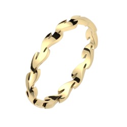 Guldfarvet Ring med Blad Mønster - Guld Kirurgisk stål Str. 49 mm | Piercingfabrikken.dk