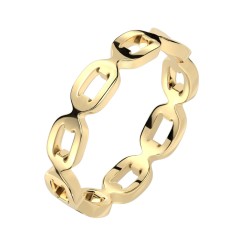 Guldfarvet Ring med Kæde Mønster - Guld Kirurgisk stål Str. 49 mm | Piercingfabrikken.dk