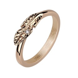Ring i Rosegold med Blad - Kirurgisk stål Klar Rose Guld Str. 59,5 mm | Piercingfabrikken.dk