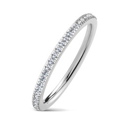 Sølv Ring med Stenkant - Kirurgisk stål Klar Sølv Str. 54 mm | Piercingfabrikken.dk