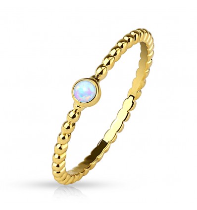 Guldfarvet Kugleformet Ring med Opalite Sten