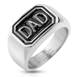 Sølv Signet DAD Ring - Kirurgisk stål Sølv Str. 67 mm | Piercingfabrikken.dk