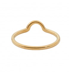 Guldfarvet Ring med Halv Cirkel og Sten