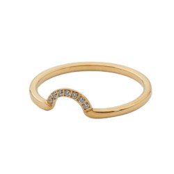 Guldfarvet Ring med Halv Cirkel og Sten - Guld Kirurgisk stål Str. 57 mm | Piercingfabrikken.dk