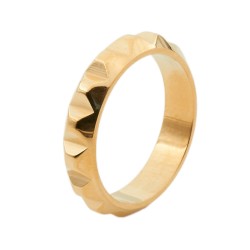 Guldfarvet Ring med Takket Mønster - Guld Kirurgisk stål Str. 54 mm | Piercingfabrikken.dk