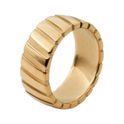 Chunky Guldfarvet Ring med Skrå Mønster - Guld Kirurgisk stål Str. 57 mm | Piercingfabrikken.dk