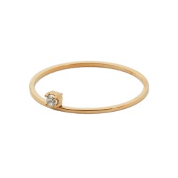 Guldfarvet Ring med Simpel Sten på Siden - Guld Kirurgisk stål Str. 54 mm | Piercingfabrikken.dk