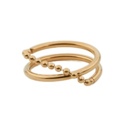 Guldfarvet Ring med Guld Perler - Guld Kirurgisk stål Str. 52 mm | Piercingfabrikken.dk