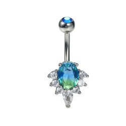 Navlepiercing med Dråbeform & Stenkant - Guld - Christina Piercing - Kirurgisk stål med 2-3 mm Plating - Navlepiercing smykker | Piercingfabrikken.dk