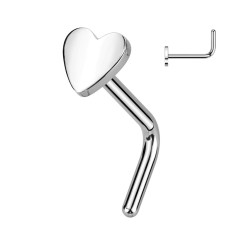 Næsepiercing i Titanium med Hjerte - 0,8 mm L Bar Sort Titanium | Piercingfabrikken.dk