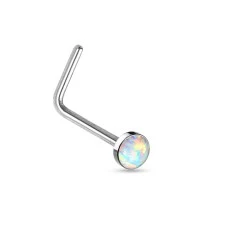 Næsepiercing med Flad Opalite Sten